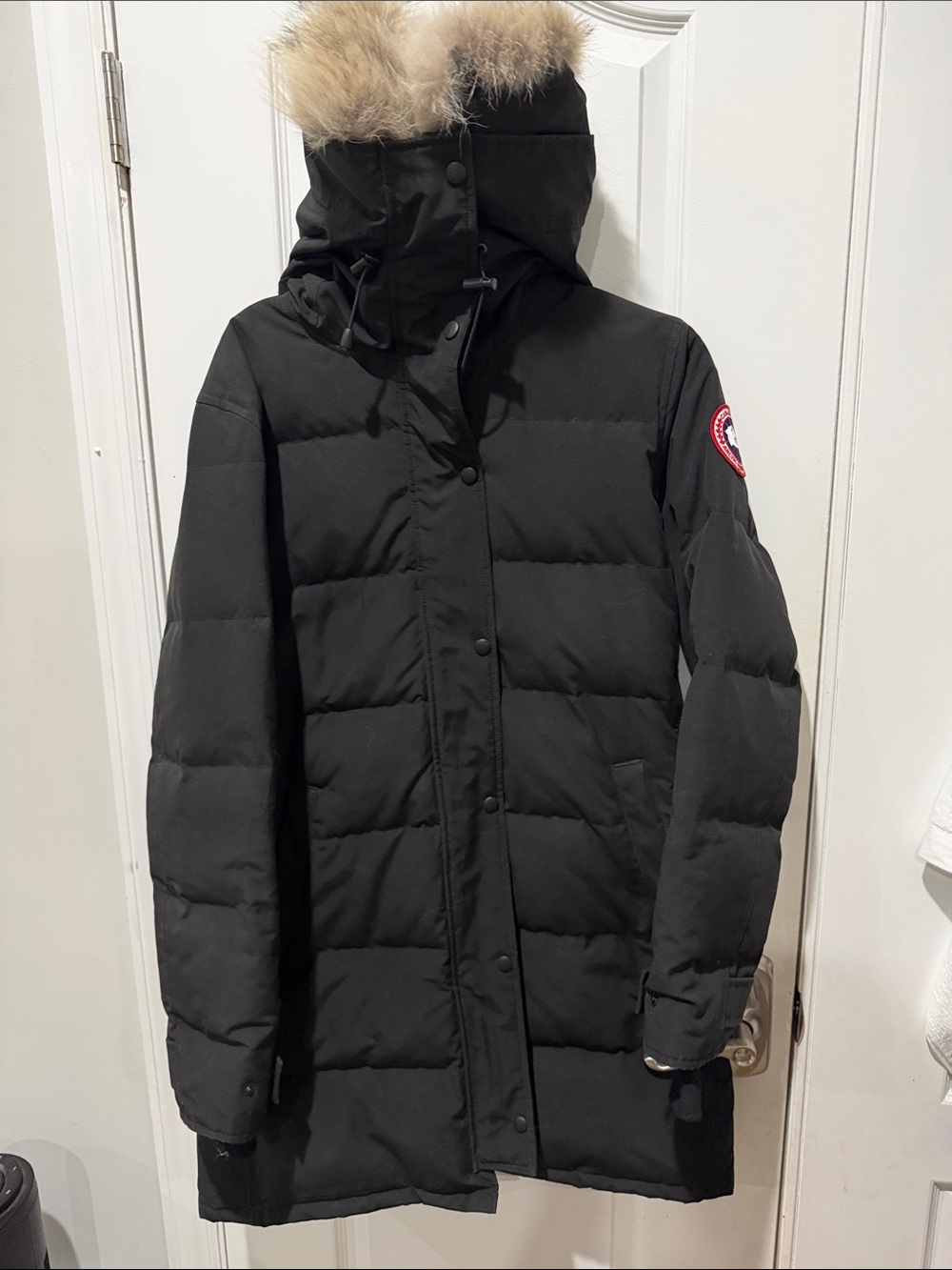 Canada Goose Black Quilted Parka with Fur-Trim Hood with real coyote fun hood